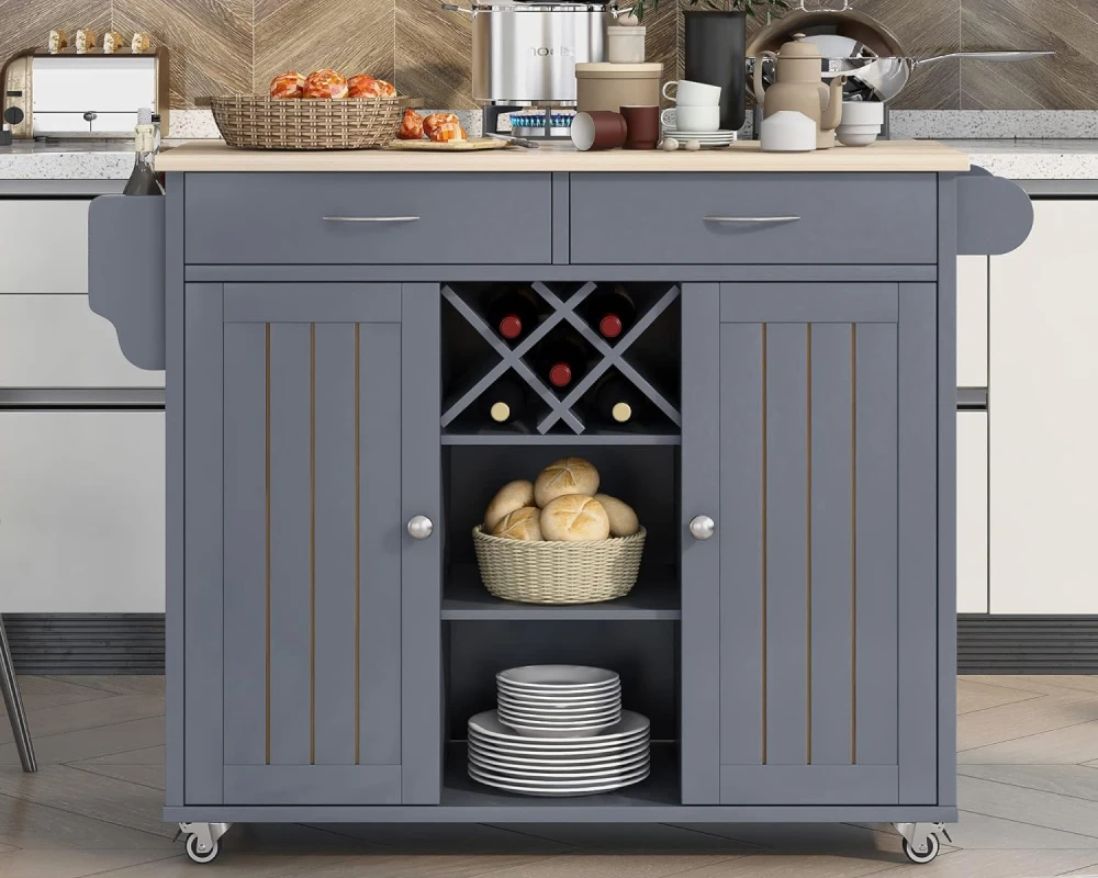rolling kitchen cart with storage